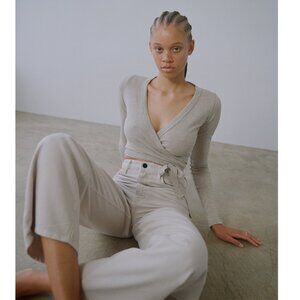 NWOT OZMA Dance Wrap Top | Heather Grey | S- M
